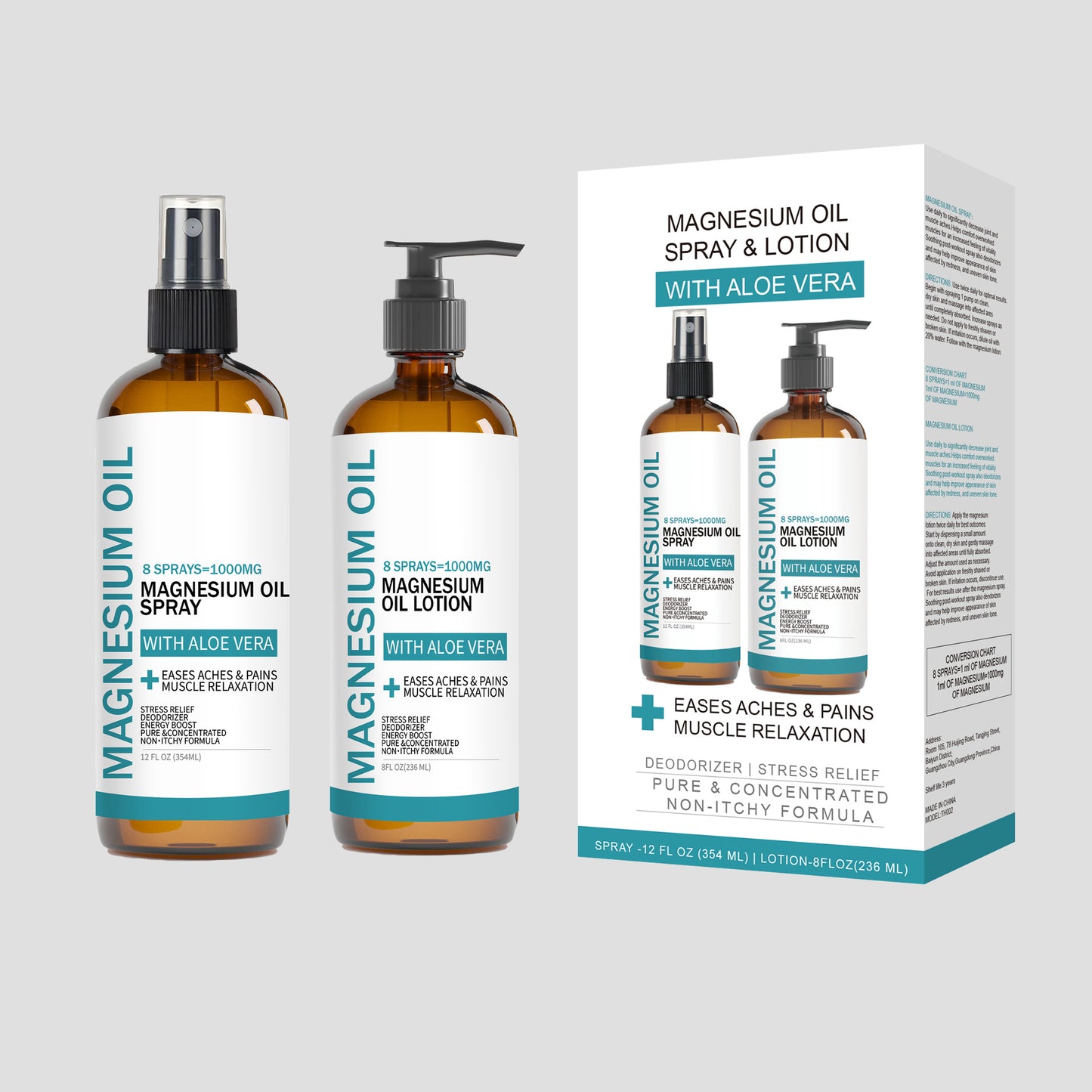 Magnesium Oil Body Care Spray and Lotion Kit