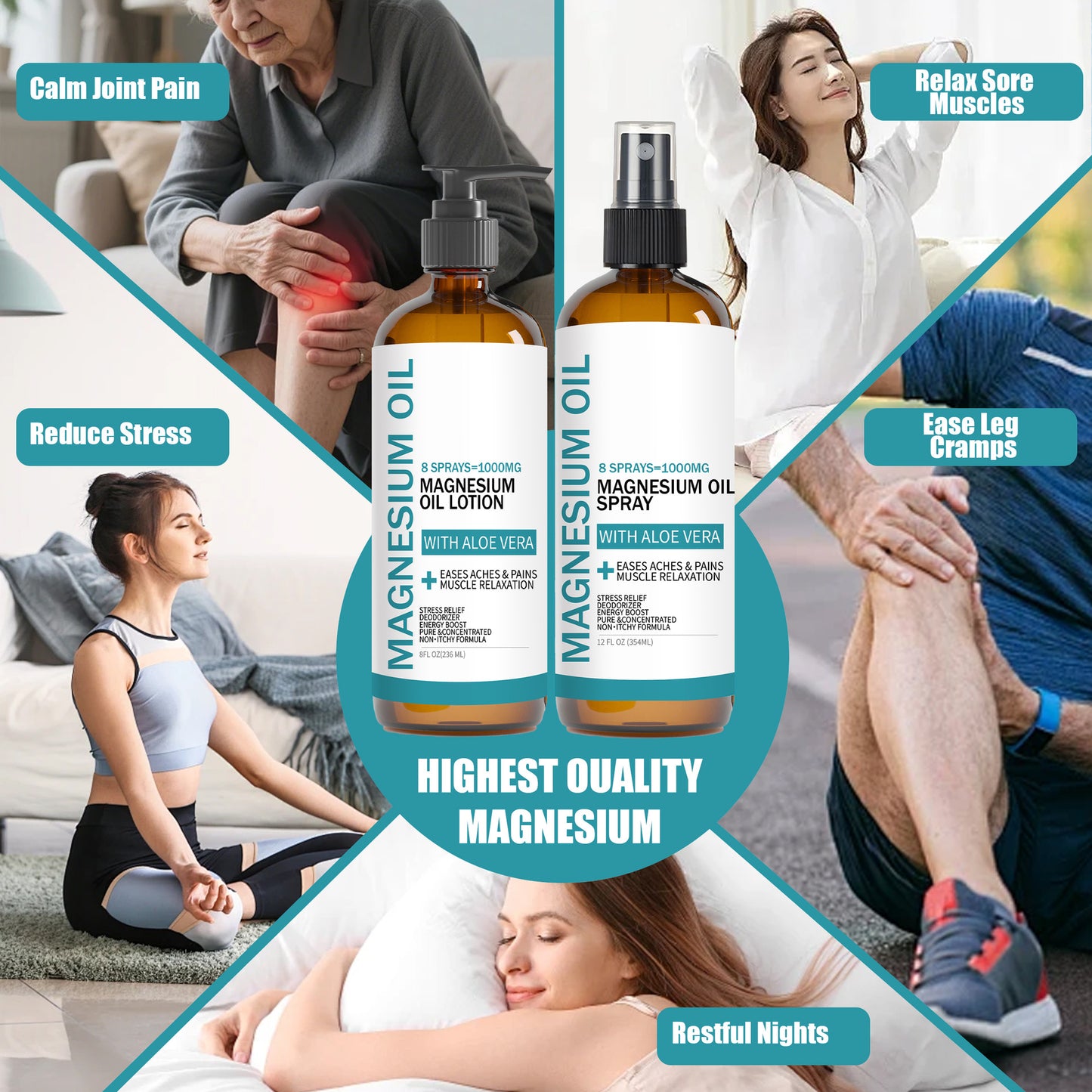 Magnesium Oil Body Care Spray and Lotion Kit